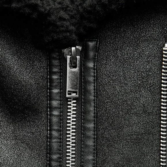 DOUBLE FACED LONG BIKER COAT ZW COLLECTION - Picture 3 of 5